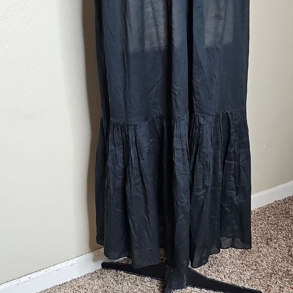 NWOT J.crew Medium Black Spaghetti Strap Ruffled Tiered Midi Dress - Picture 4 of 9